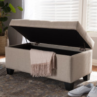 Baxton Studio WS-20091-Beige-OTTO Michaela Modern and Contemporary Beige Fabric Upholstered Storage Ottoman